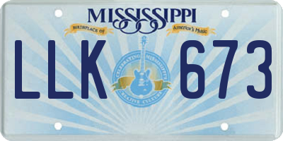 MS license plate LLK673