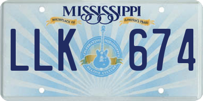 MS license plate LLK674