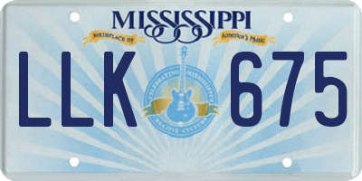 MS license plate LLK675