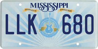 MS license plate LLK680