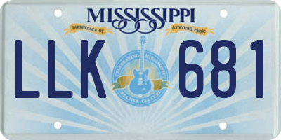 MS license plate LLK681