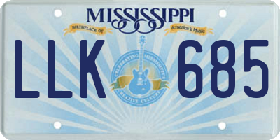 MS license plate LLK685