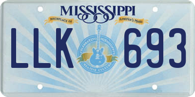 MS license plate LLK693
