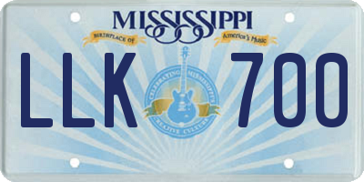 MS license plate LLK700