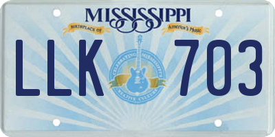 MS license plate LLK703