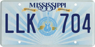 MS license plate LLK704