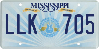 MS license plate LLK705