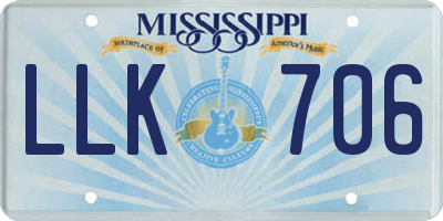 MS license plate LLK706