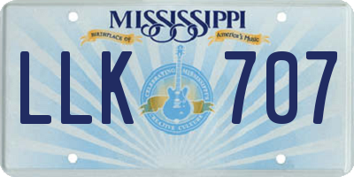 MS license plate LLK707