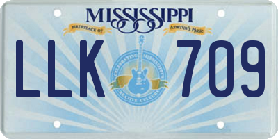 MS license plate LLK709