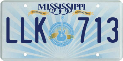 MS license plate LLK713