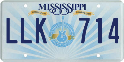 MS license plate LLK714
