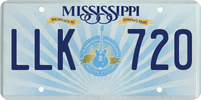 MS license plate LLK720