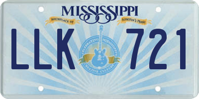 MS license plate LLK721