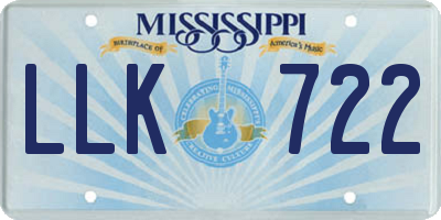 MS license plate LLK722