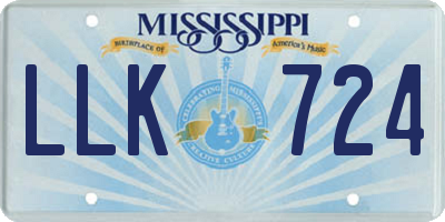MS license plate LLK724