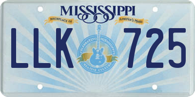 MS license plate LLK725