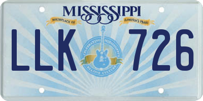 MS license plate LLK726