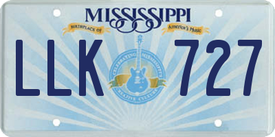 MS license plate LLK727