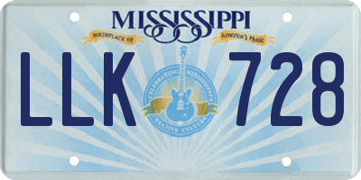 MS license plate LLK728