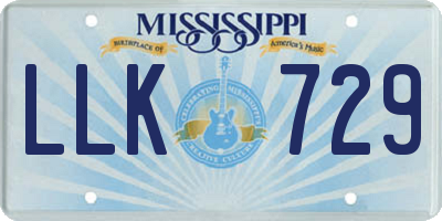 MS license plate LLK729