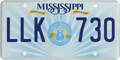 MS license plate LLK730