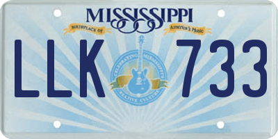 MS license plate LLK733