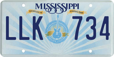 MS license plate LLK734