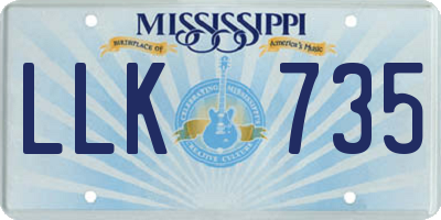 MS license plate LLK735