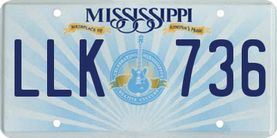 MS license plate LLK736