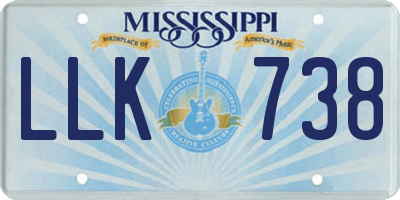 MS license plate LLK738