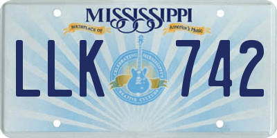 MS license plate LLK742