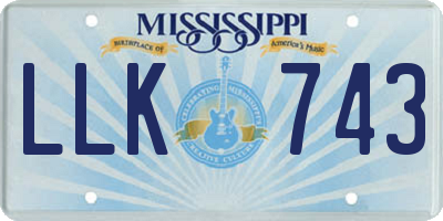 MS license plate LLK743