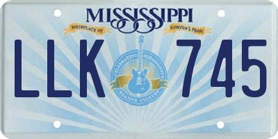 MS license plate LLK745