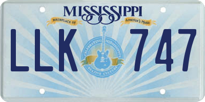 MS license plate LLK747