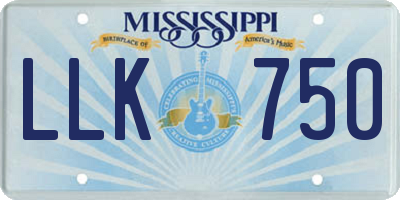 MS license plate LLK750