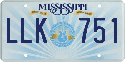MS license plate LLK751