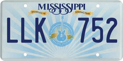 MS license plate LLK752