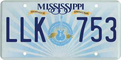 MS license plate LLK753