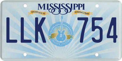 MS license plate LLK754