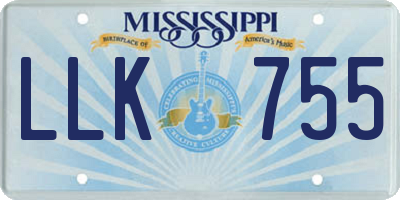 MS license plate LLK755
