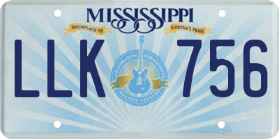 MS license plate LLK756