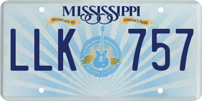 MS license plate LLK757