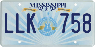 MS license plate LLK758