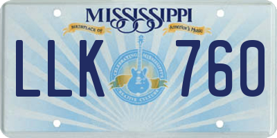 MS license plate LLK760