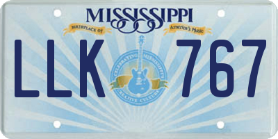 MS license plate LLK767