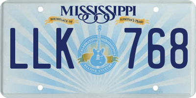 MS license plate LLK768
