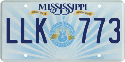 MS license plate LLK773