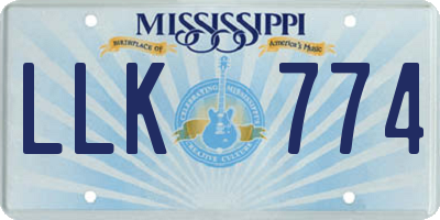 MS license plate LLK774