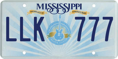MS license plate LLK777